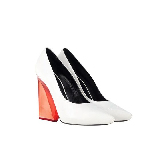 Celine Demi Pointed Toe Wedges Pumps in White Leather - Picture 4 of 6